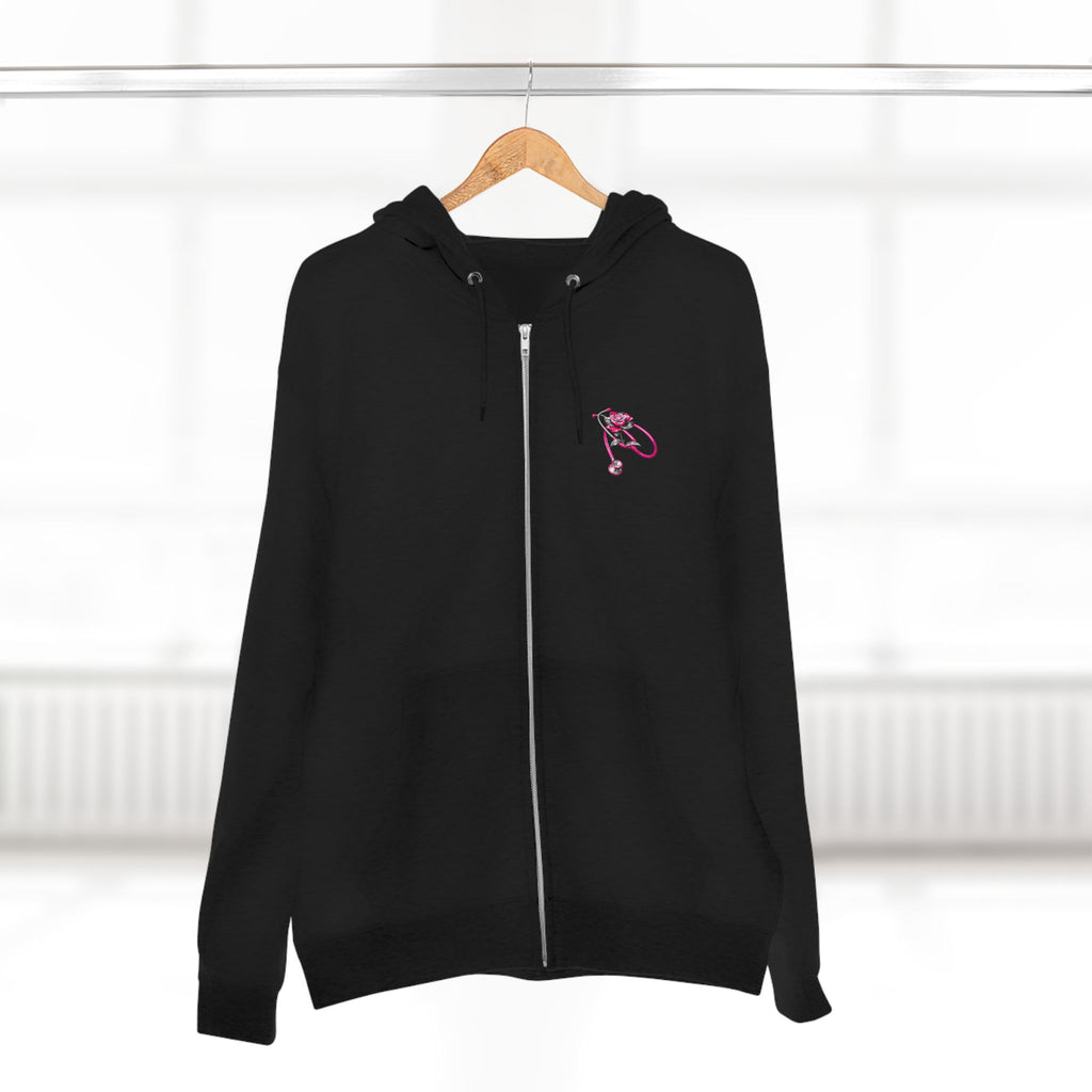 Pink Floral Snake Zip Hoodie — Botanical Serpent Graphic Hoodie
