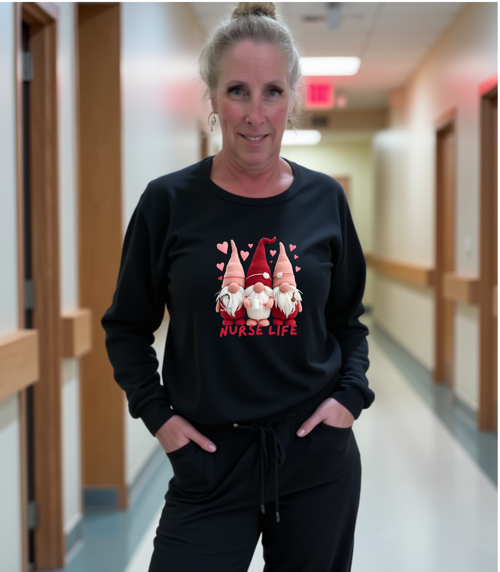 Cute Nurse Gnome Sweatshirt — Adorable Nurse Gnome Crewneck for Medical Staff