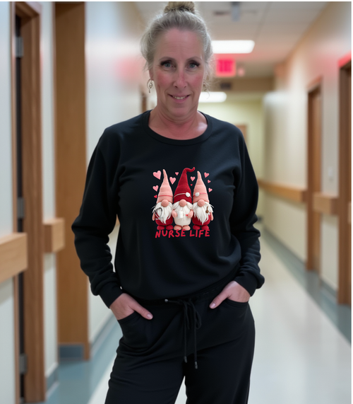 Cute Nurse Gnome Sweatshirt — Adorable Nurse Gnome Crewneck for Medical Staff
