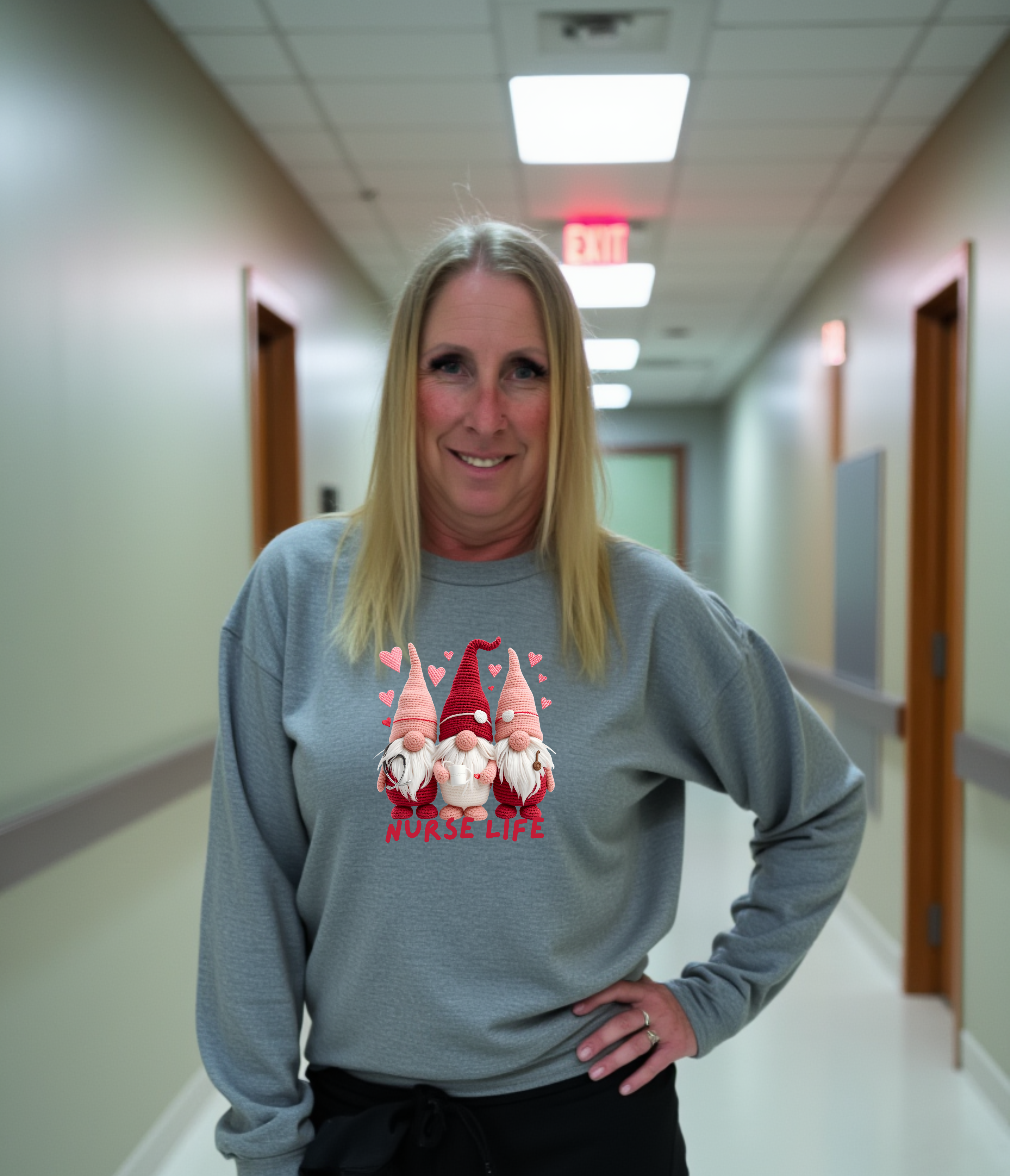 Cute Nurse Gnome Sweatshirt — Adorable Nurse Gnome Crewneck for Medical Staff