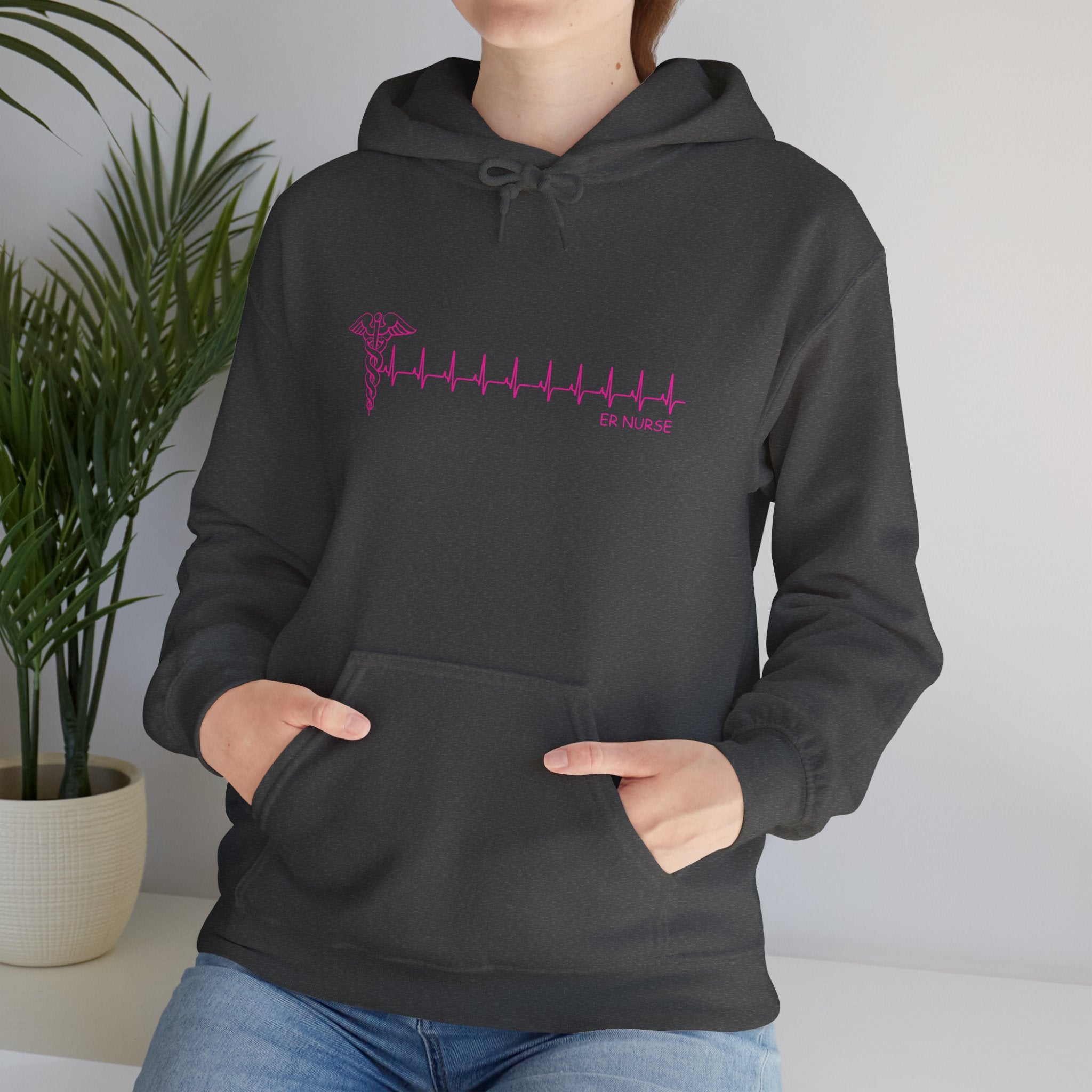 EKG Palm Tree Hoodie - Pink Heartbeat Palm Tree Pullover